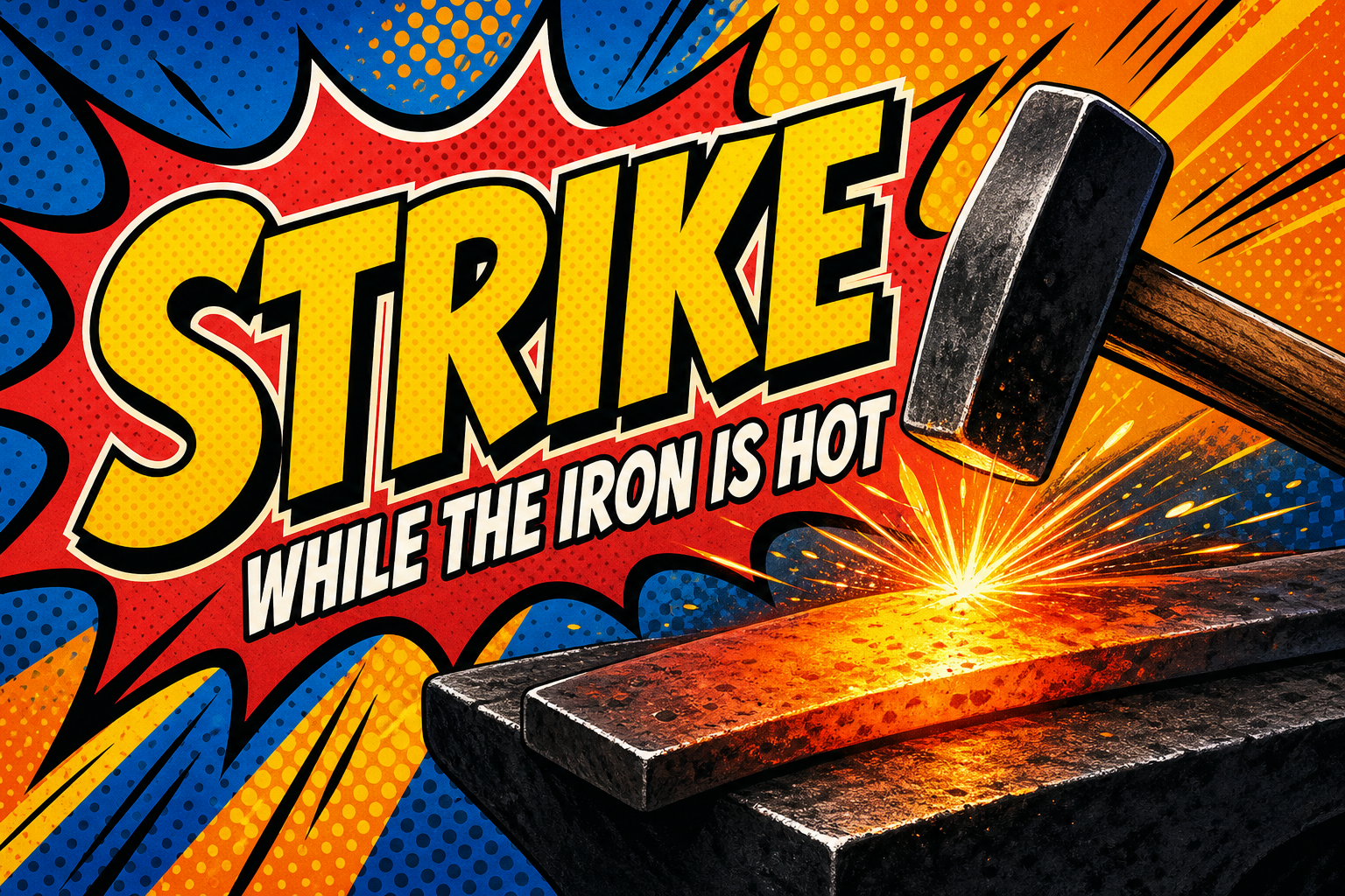 Strike while the iron is hotの意味・由来と商機での会話例